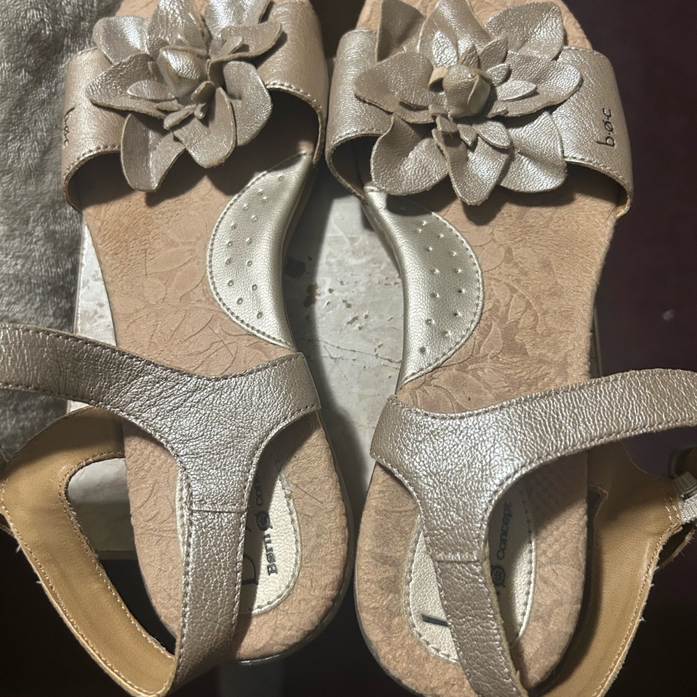 BOC Silver Sandals with Floral Embellishment